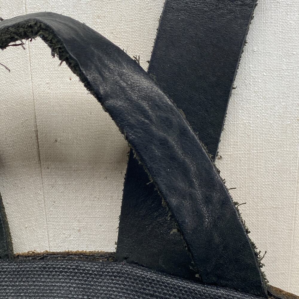 M0851 Backpack Coated Canvas Leather Straps Utility Bag Zip Multi Pocket Black - Picture 7 of 16